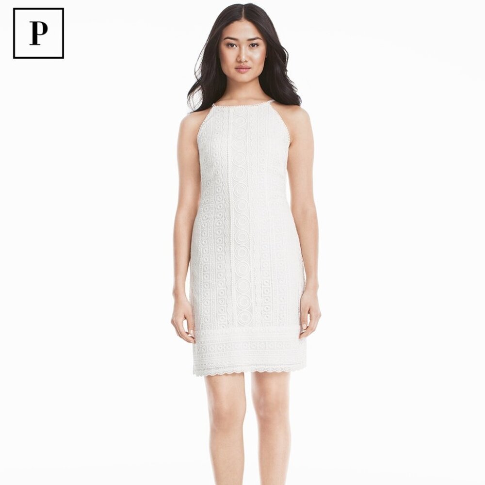 White House Black Market White Sleeveless Lace Shift Dress  - Size 4